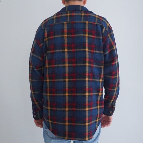 Vintage Northwest Territory Navy Maroon Plaid Fleece Button Up Thick Sweater S - Picture 2 of 10